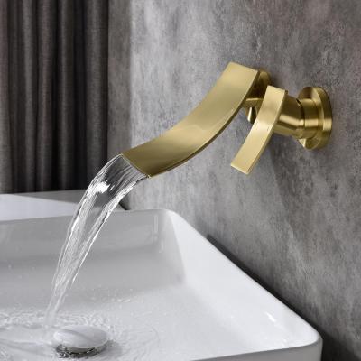 Wall-mounted bathroom faucet (golden)