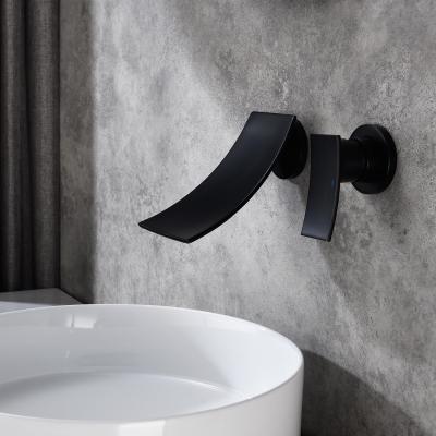 Wall-mounted bathroom faucet (black)