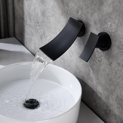 Wall-mounted bathroom faucet (black)