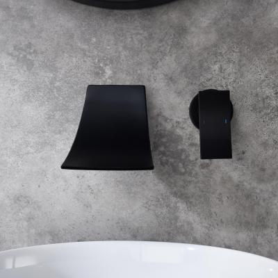 Wall-mounted bathroom faucet (black)