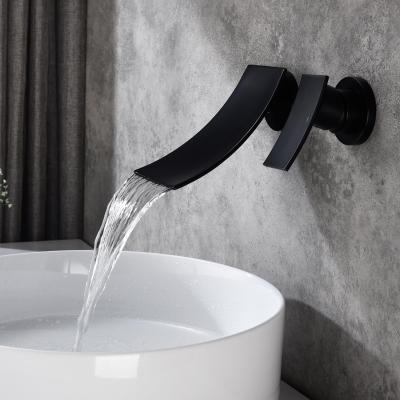 Wall-mounted bathroom faucet (black)