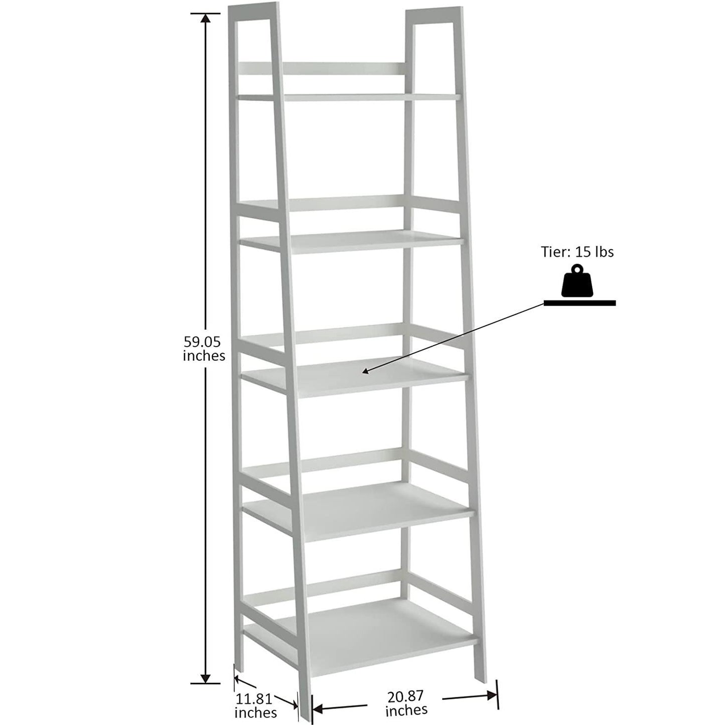 KingYM White Bookshelf,5 Tier Modern Bookshelf & White Bookcase for Home Office, Living Room