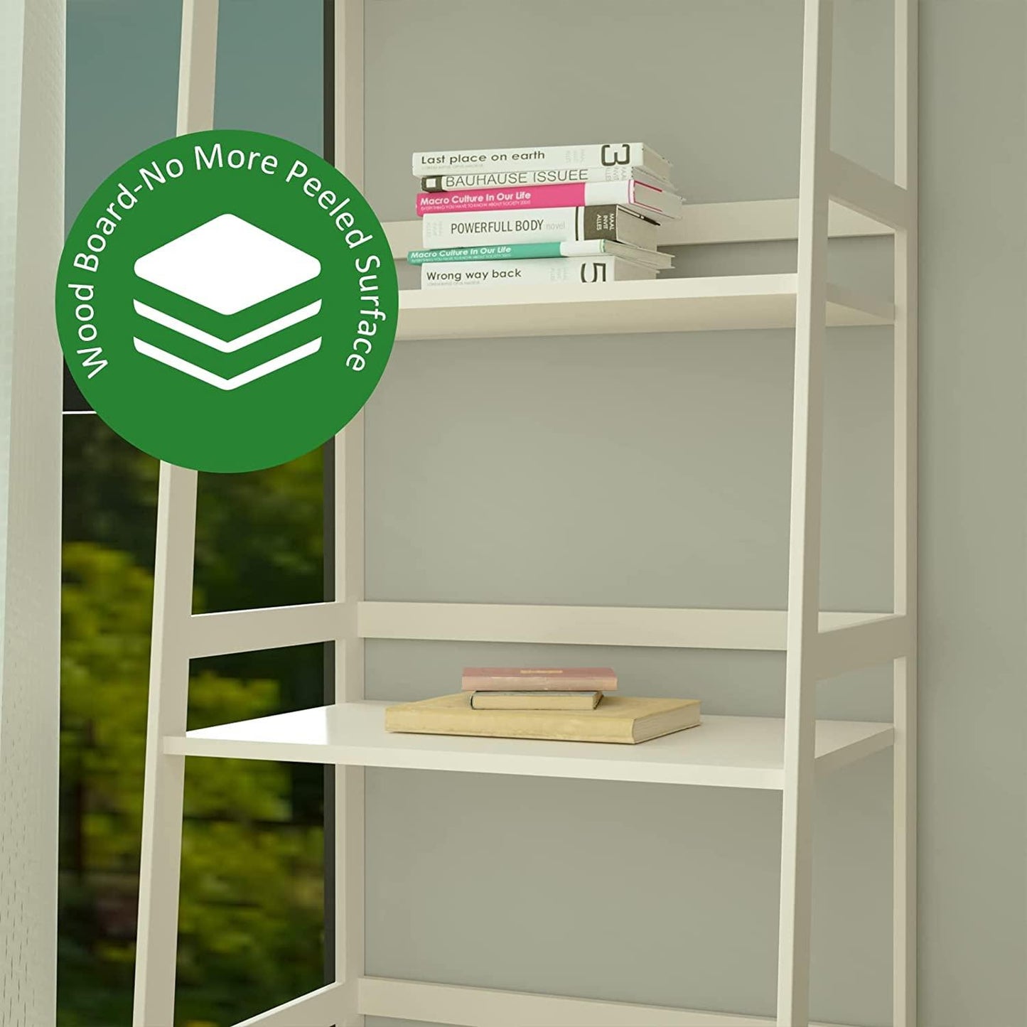 KingYM White Bookshelf,5 Tier Modern Bookshelf & White Bookcase for Home Office, Living Room