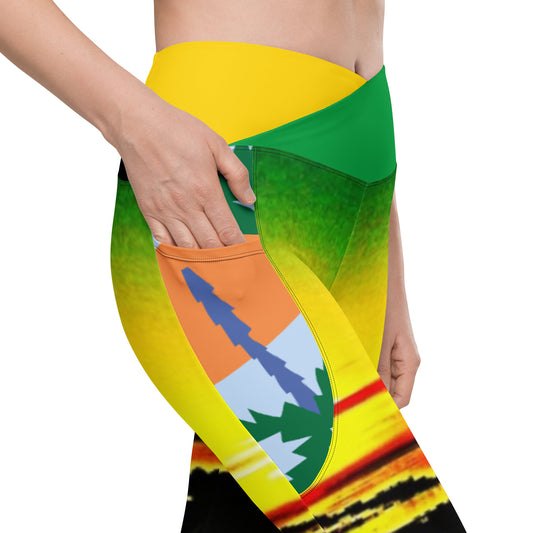 Crossover leggings with pockets Caribbean