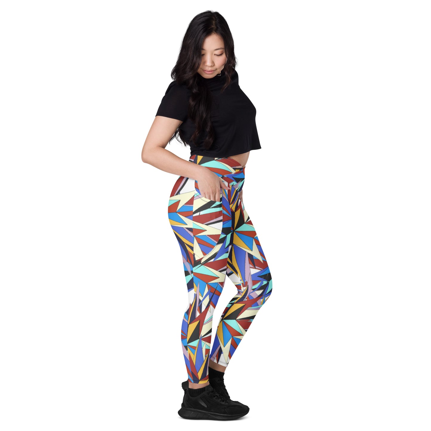 Crossover leggings with pockets