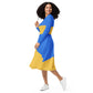 All-over print long sleeve midi dress