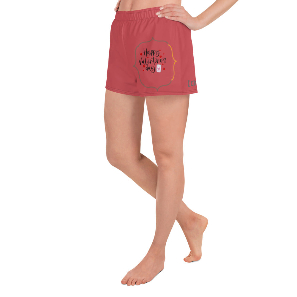 Women's Athletic Short Shorts- Valentine God Turned It