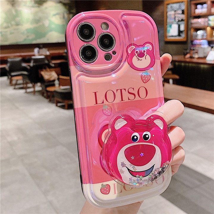 Fun cartoon strawberry bear suitable for iphone14promax apple 13 mobile phone case 12 new 11 silicone x/xs creative bracket