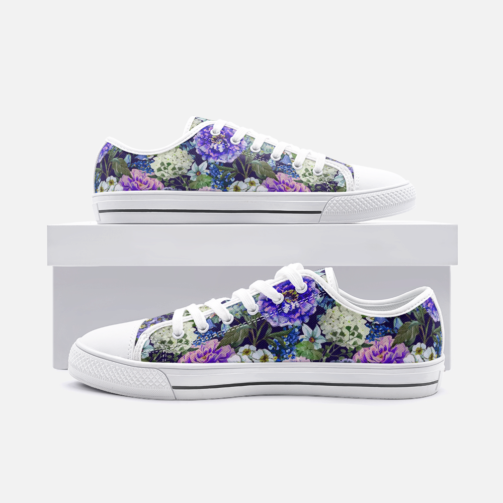 Unisex Low Top Canvas Shoes -Floral Print