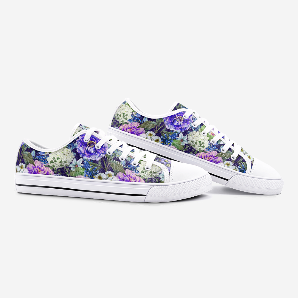 Unisex Low Top Canvas Shoes -Floral Print