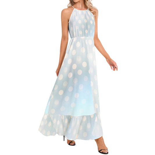 Ruffle Hem Halter Neck Maxi Dress