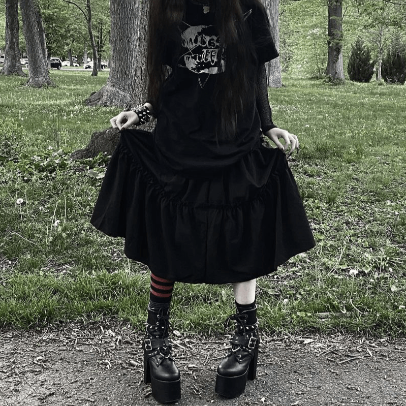 @Chuupiee — Goth Midi Ruffle Skirt