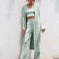 Women's 3 Piece Lounge Set  Tank Top Drawstring Pants and Longline Cardigan