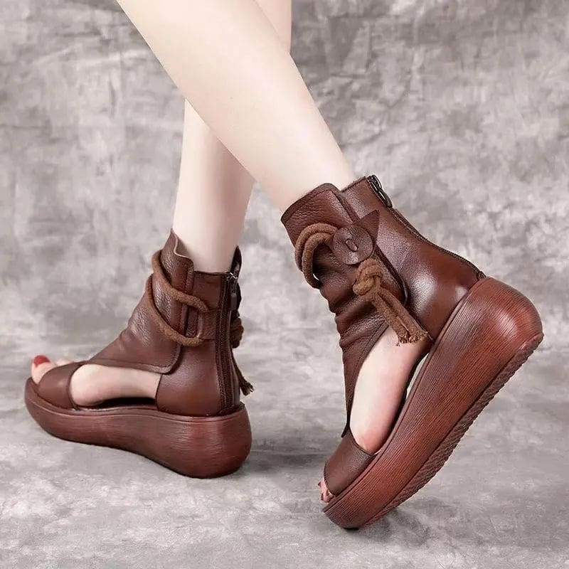 New Summer Cool Boots Platform Leather Wedges Women Sandals