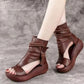 New Summer Cool Boots Platform Leather Wedges Women Sandals