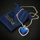 Titanic Heart of Ocean blue heart love forever pendant Necklace + velvet bag