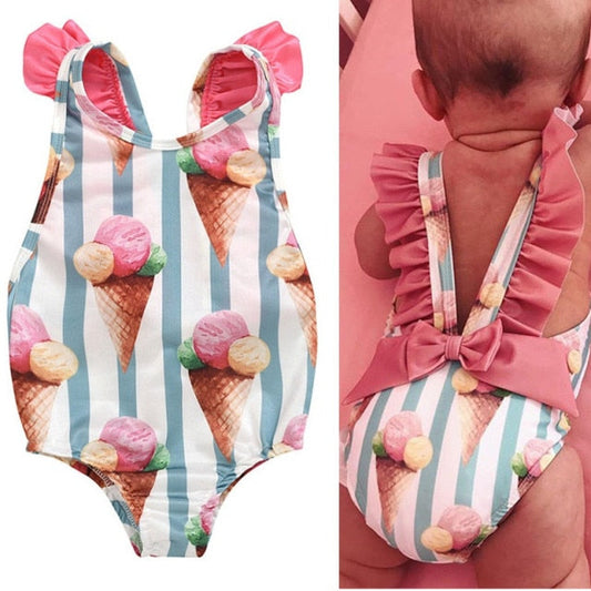 One Piece Swimwear Baby Girl Floral Strap Swimsuit Swimwear Swimming Suit Children Little Girls Summer Holiday Beach Wear