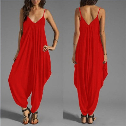 Women Spaghetti Strap Harem Jumpsuit