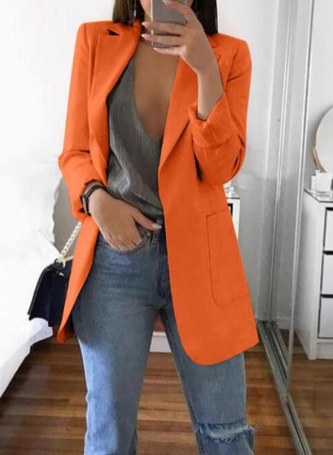 Europe and America fashion lapel slim cardigan temperament suit jacket women