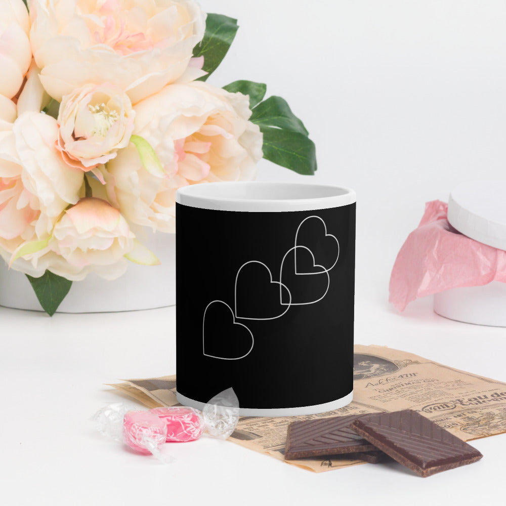 White glossy mug - Hearts