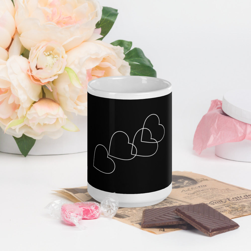 White glossy mug - Hearts